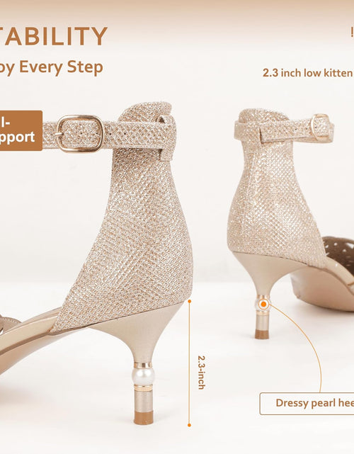 Load image into Gallery viewer, Women'S IN2 Candice Wedding Rhinestones Sequins Low Kitten Heels Pumps Dress Evening Shoes for Women Bridal Bride

